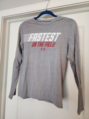 Under Armour Gray Long Sleeve 'Fastest On The Field' Graphic Tee